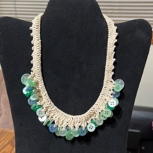 2 Crochet Button Necklaces